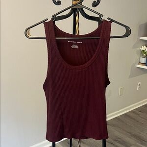 American Eagle Outfitters Deep Red Ribbed Tank Top